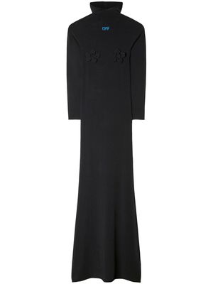 Off-White floral-appliqué hooded dress - Black