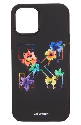 Off-White Floral Arrow iPhone 12 Pro Max Case in Black Multicolor