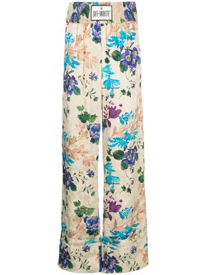 Off-White floral-jacquard palazzo trousers - Neutrals