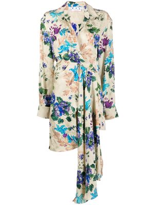 Off-White floral-print asymmetric-hem shirtdress - Neutrals