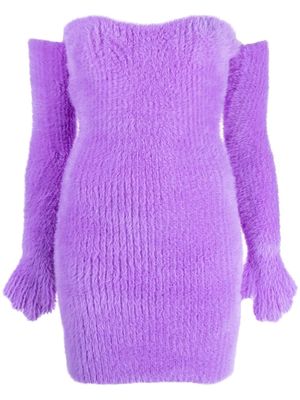 Off-White Fuzzy Gloves off-shoulder minidress - Purple