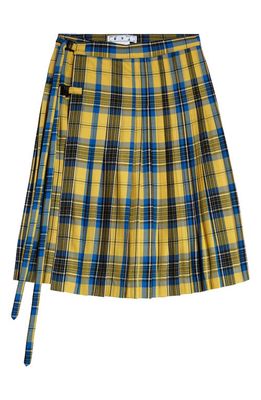 Off-White Gender Inclusive Double Buckle Plaid Wool Kilt in Yellow/Blue