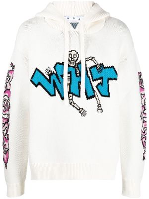 Off-White graffiti-detail knit hoodie