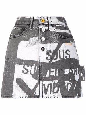 Off-White graphic text-print denim miniskirt - Black
