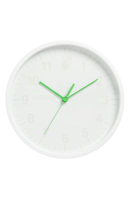 Off-White Green Fluorescent Wall Clock in White/Green