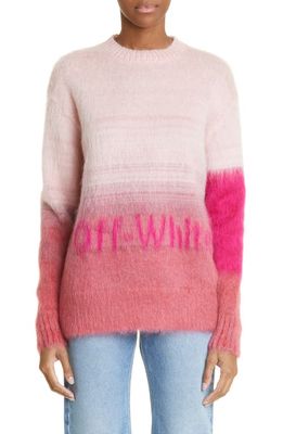 Off-White Helvetica Logo Mohair Blend Sweater in Coral Red