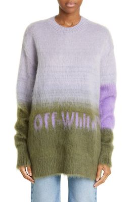 Off-White Helvetica Logo Mohair Blend Sweater in Militarylilac