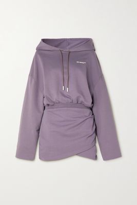 Off-White - Hooded Embroidered Cotton-jersey Mini Dress - Purple