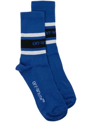 Off-White intarsia-knit logo socks - Blue