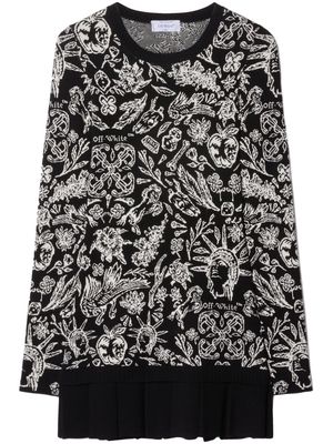Off-White intarsia-knit pleated dress - Black