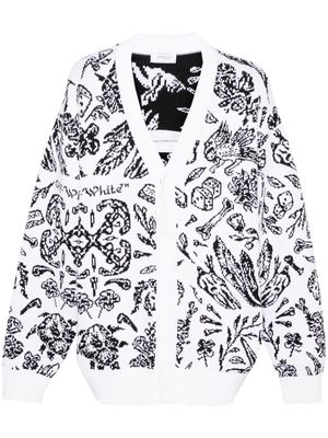 Off-White intarsia-knit V-neck cardi-coat