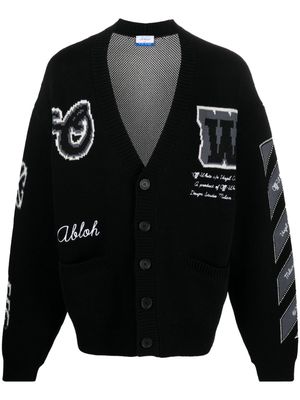 Off-White intarsia-knit wool-blend cardigan - Black