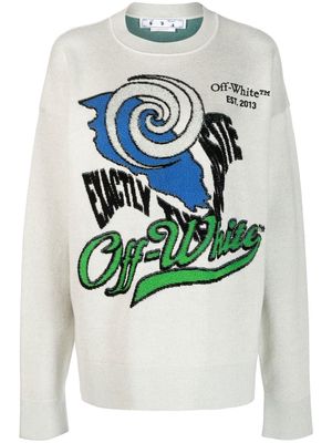 Off-White intarsia-logo jumper - Green