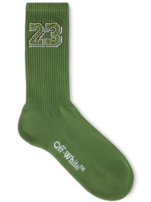 Off-White intarsia ribbed-knit socks - Green