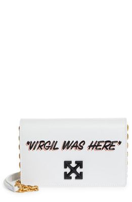 Off-White Jitney 0.5 Quote Leather Shoulder Bag in White Multi