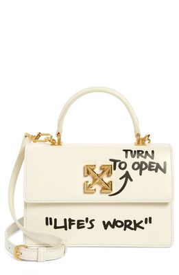Off-White Jitney 1.4 Quote Leather Top Handle Bag in Ivory Black