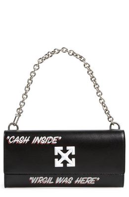 Off-White Jitney Quote Leather Wallet on a Chain in Black Multi