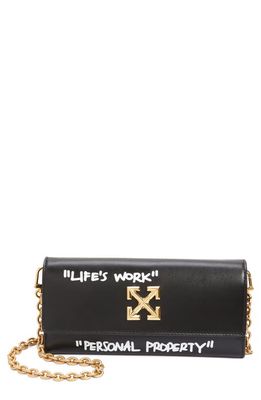 Off-White Jitney Quote Leather Wallet on a Chain in Black White