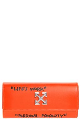 Off-White Jitney Quote Leather Wallet on a Chain in Orange Black