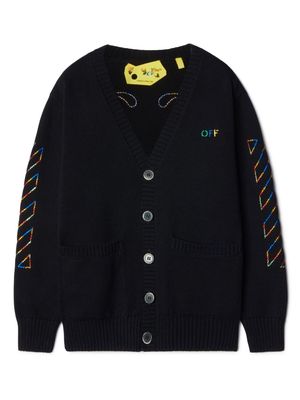 Off-White Kids Arrow-embroidered cotton cardigan - Black