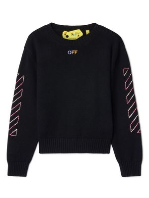Off-White Kids Arrow-embroidered cotton jumper - Black