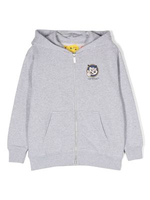 Off-White Kids Arrow Mascotte-print zip-up hoodie - Grey