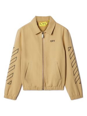 Off-White Kids Arrow-print cotton jacket - Neutrals