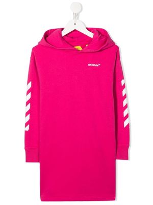 Off-White Kids Arrows-motif hooded dress - Pink