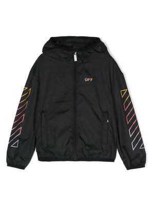 Off-White Kids Arrows-motif hooded windbreaker - Black