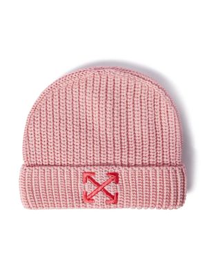 Off-White Kids Arrows-motif knitted beanie - Pink
