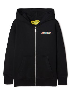 Off-White Kids Arrows zip-up cotton hoodie - Black