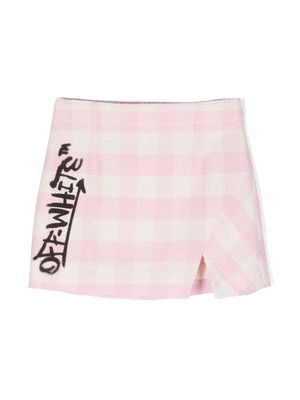 Off-White Kids asymmetric gingham skirt - Pink