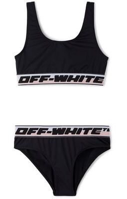 Off-White Kids Black Logo Band Bikini