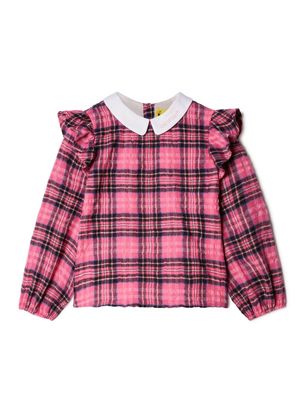 Off-White Kids Bookish checked ruffled blouse - Pink