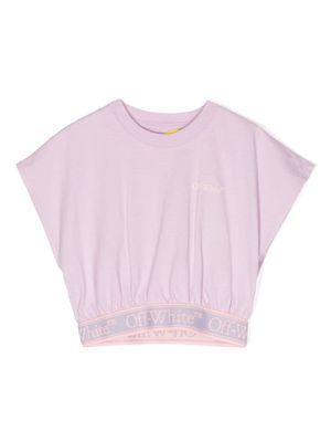 Off-White Kids Bookish Logo Band cropped T-shirt - Purple