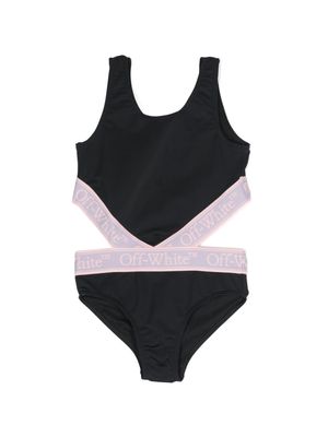 Off-White Kids Bookish logo-trim swimsuit - Black