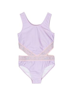 Off-White Kids Bookish logo-trim swimsuit - Purple