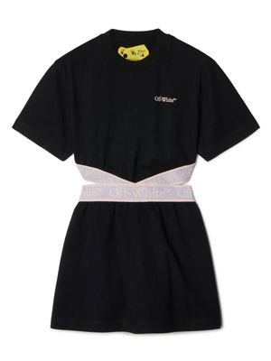 Off-White Kids Bookish logo-waistband cotton dress - Black