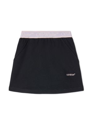 Off-White Kids Bookish logo-waistband cotton skirt - Black