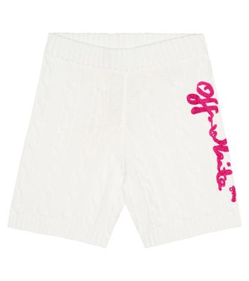 Off-White Kids Cable-knit logo cotton shorts