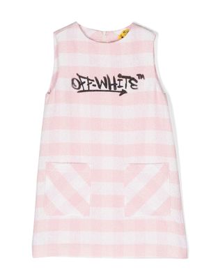Off-White Kids checked logo-print dress - Pink
