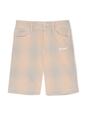 Off-White Kids checked seersucker-texture shorts - Brown