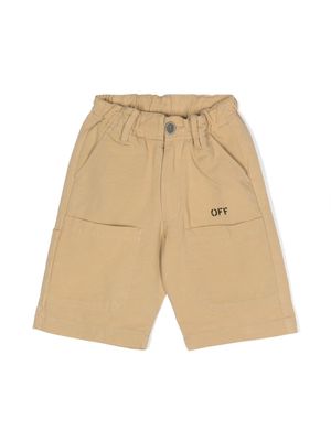Off-White Kids Diag-stripe cotton shorts - Neutrals