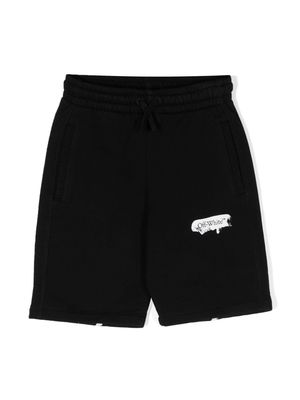 Off-White Kids Diag-stripe cotton track shorts - Black