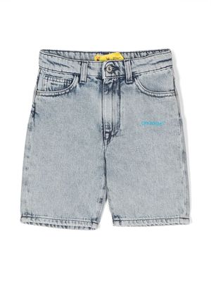 Off-White Kids Diag-stripe logo-print denim shorts - Blue
