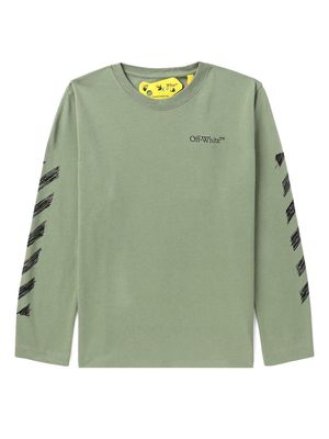 Off-White Kids Diag-stripe print cotton T-shirt - Green