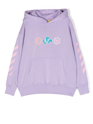Off-White Kids Diag stripe-print hoodie - Purple