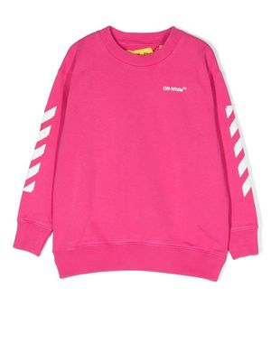 Off-White Kids Diag-stripe print sweatshirt - Pink