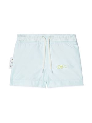 Off-White Kids Diagonal stripe-print swim shorts - Blue