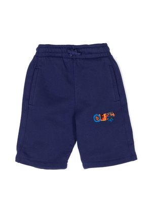 Off-White Kids embroidered cotton shorts - Blue